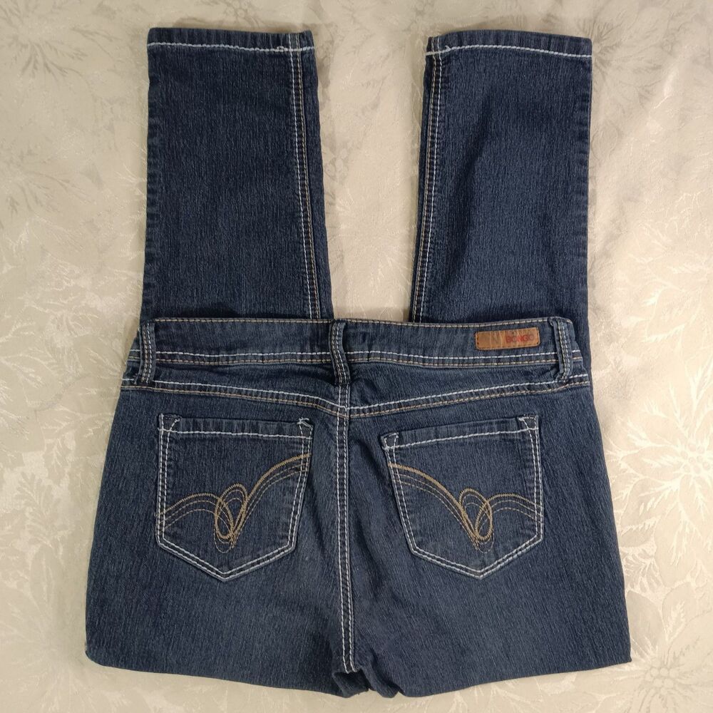 Bongo Ankle Jeans Womens 9Jr Stretch Lowrise Skinny Dark Blue Faux Front Pockets